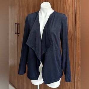 J. Jill Faux Suede Open Draped Cardigan Jacket Navy Blue Women’s Size MEDIUM